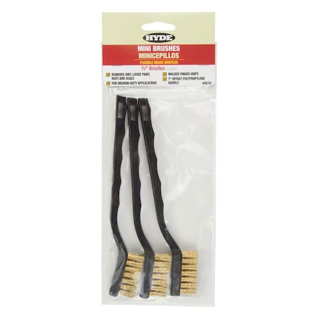 Hyde Hyde 10 in. L Brass Mini Bristle Brush, PK3 46630